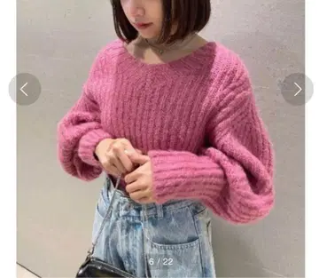 SNIDEL 루즈 오프숄더 크롭 풀오버 ROSE