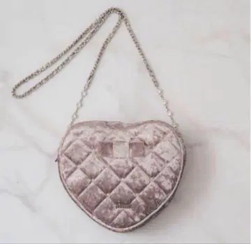 pium 피움 벨로아 퀼팅 하트 미니백 더스티 핑크