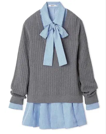 스나이델 셔츠 콤비 튜닉 원피스 니트 셔츠 원피스