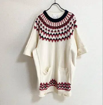 sacai 노르딕 무늬 절개 니트 원피스 튜닉