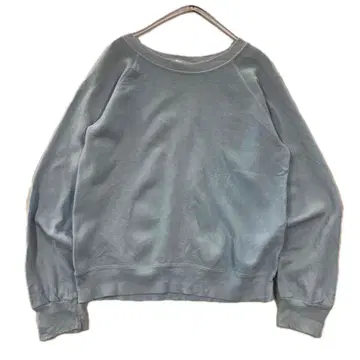 80-90s 빈티지 무지 래글런 맨투맨 스카이블루 50/50 S