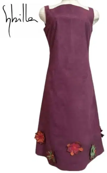 Shilla 스웨이드 느낌 와인/크림슨 컬러 슬리브리스 원피스