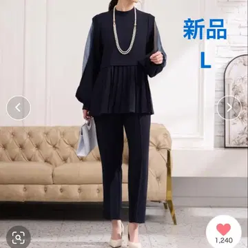 새상품 DRESS PLUS 플리츠 절개 셋업 팬츠 드레스 L