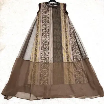 에이미 로우 누보 모자이크 슬리브리스 원피스 브라운 카키 M