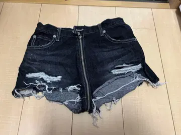 SPIRALGIRL 풀 집업 데님 숏팬츠 M 블랙