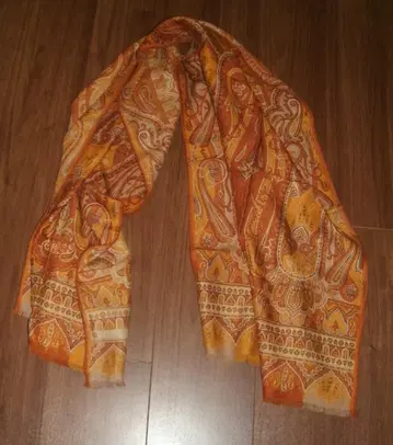 미사용 에트로 울 실크 스톨 오렌지 브라운