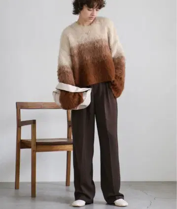 selectMOCA 니트 스웨터 투톤 샤기 니트 여성용