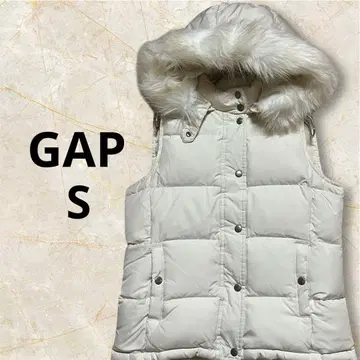 GAP 다운 베스트 화이트 S 후드 퍼 포함 다운 75% 겨울 방한