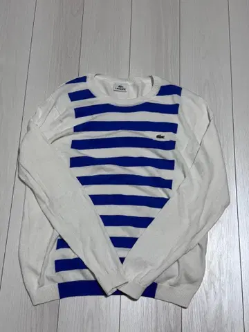 LACOSTE 스트라이프 니트 화이트/블루