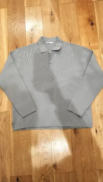 ZARA 긴팔 니트 피케 셔츠 라이트 그레이