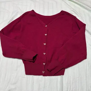 아푸와이저 리셰 레드 하트 버튼 긴팔 가디건 사이즈 2