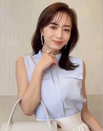 anuans 백 새틴 밴드 카라 슬리브리스 블라우스