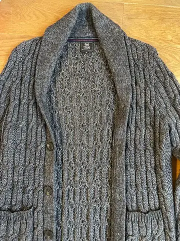 BEAMS HEART 그레이 케이블 니트 가디건 M