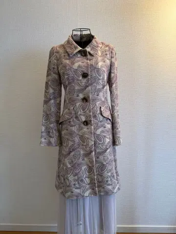 페이즐리 무늬 트렌치코트 퍼플