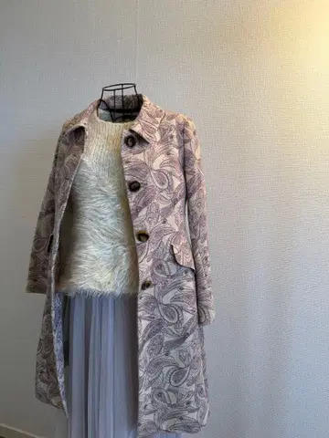 페이즐리 무늬 트렌치코트 퍼플