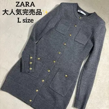 ZARA 포켓 숏 니트 원피스 골드 버튼 허리라인 L 왕홍