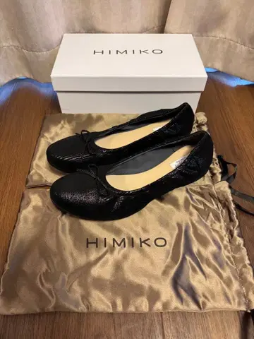 26.5cm HIMIKO 블랙 플랫슈즈 리본 포함