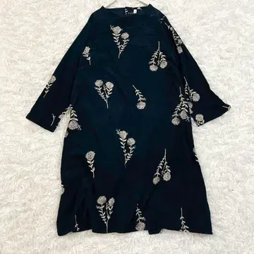 클라우드나인 cloudnine 롱 원피스 꽃무늬 L 네이비 올 패턴