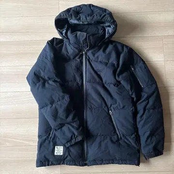 BLUE CROSS 후드 부착 다운 자켓 블랙 LL