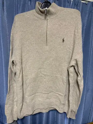 새상품급 랄프 로렌 하프 지퍼 코튼 니트 베이지 XL 상당