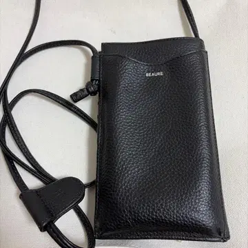 BEAURE 블랙 카우 레더 스마트 파우치