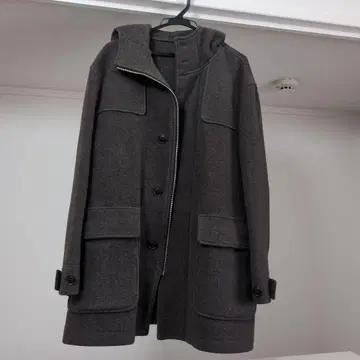 TAKEO KIKUCHI 후드 부착 그레이 울 코트