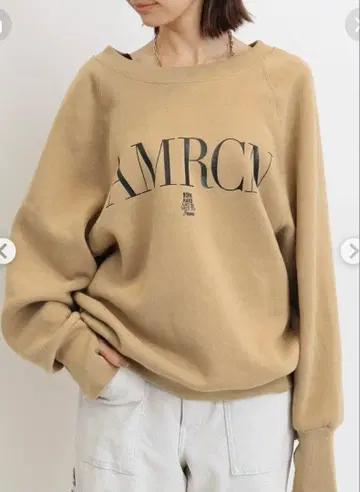 L'Appartement AMRCN 크루넥 맨투맨 베이지