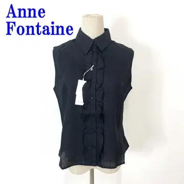 택 포함 새상품 앙팡테느 슬리브리스 셔츠 블랙 린넨 3 C4126