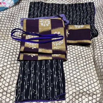 앤티크 4점 (기모노, 오비, 오비 장식 천, 허리띠) 세트