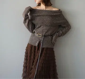 뤼미에 믹스얀 오프숄더 니트 풀오버