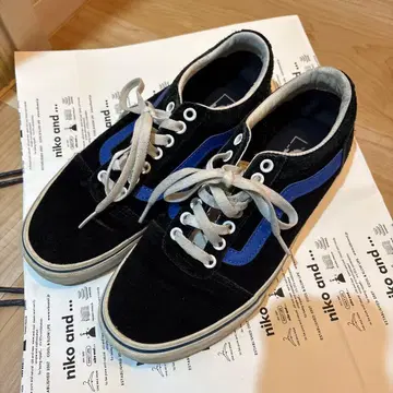 블랙/블루 스웨이드 스니커즈 25.0cm