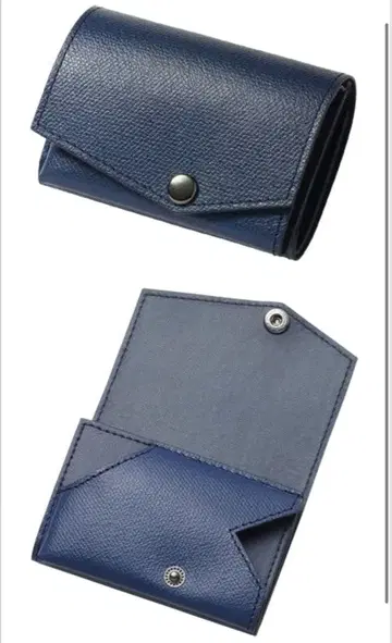 네이비 가죽 3단 폴더형 지갑