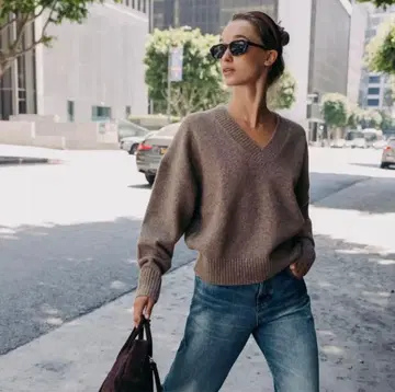 ZARA 자라 V넥 니트 스웨터 그레이 XS