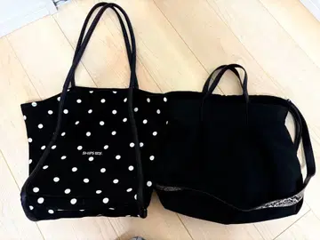 [ 2개 세트 ] SHIPS any 도트 무늬 토트백 블랙