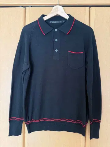 텐더 로인 Kseven 긴팔 니트 피케 셔츠 M 블랙