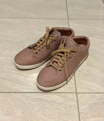 지미추 글리터 핑크 하이컷 스니커즈 로우컷 골드