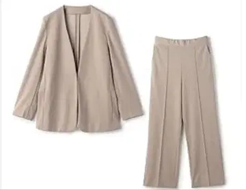 아오키 파자마 수트 노카라 자켓 셋업 베이지