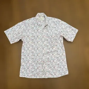 알로하 셔츠 반팔 원형 패턴 화이트