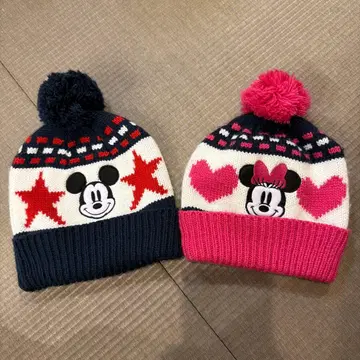 디즈니 리조트 미키 미니 커플 니트 모자