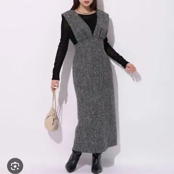 Mystrada 하이웨스트 점프 스커트 그레이 36