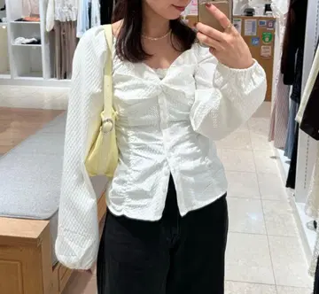 화이트 버튼 셔츠 긴팔 코튼 혼방