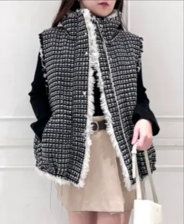 스나이델 리버서블 트위드 퍼 베스트