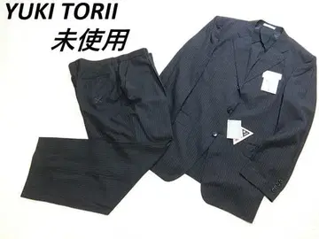 미사용 유키 토리이 단회전 3버튼 싱글 수트 그레이 스트라이프 BE8