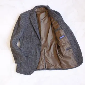 해리스 트위드 헤링본 테일러드 자켓 그레이 울 M