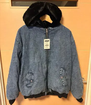 택 포함 새상품 ANAP 후드 부착 리버서블 블루종 프리 사이즈