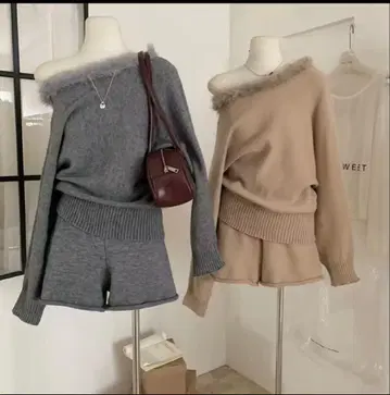 오프숄더 맨투맨 셋업