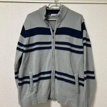 그레이 네이비 스트라이프 몰 가디건