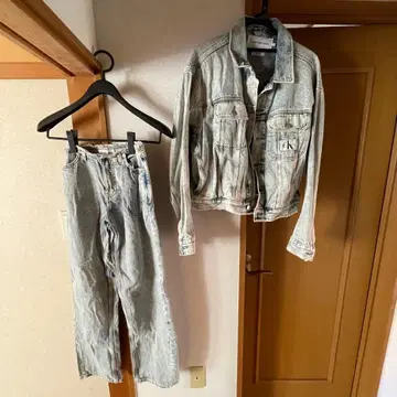 캘빈 클라인 데님 자켓 팬츠 셋업