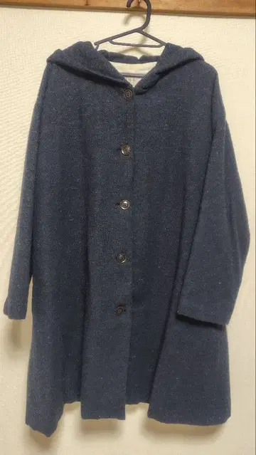 [ Samansa Mos2 ] 네이비 후드 부착 코트