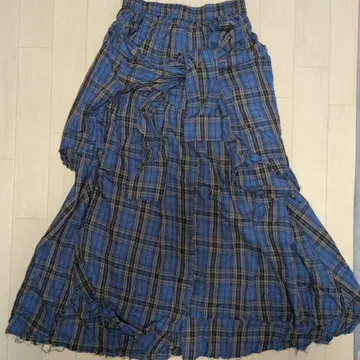 JEANASIS 롱 체크 스커트 블루